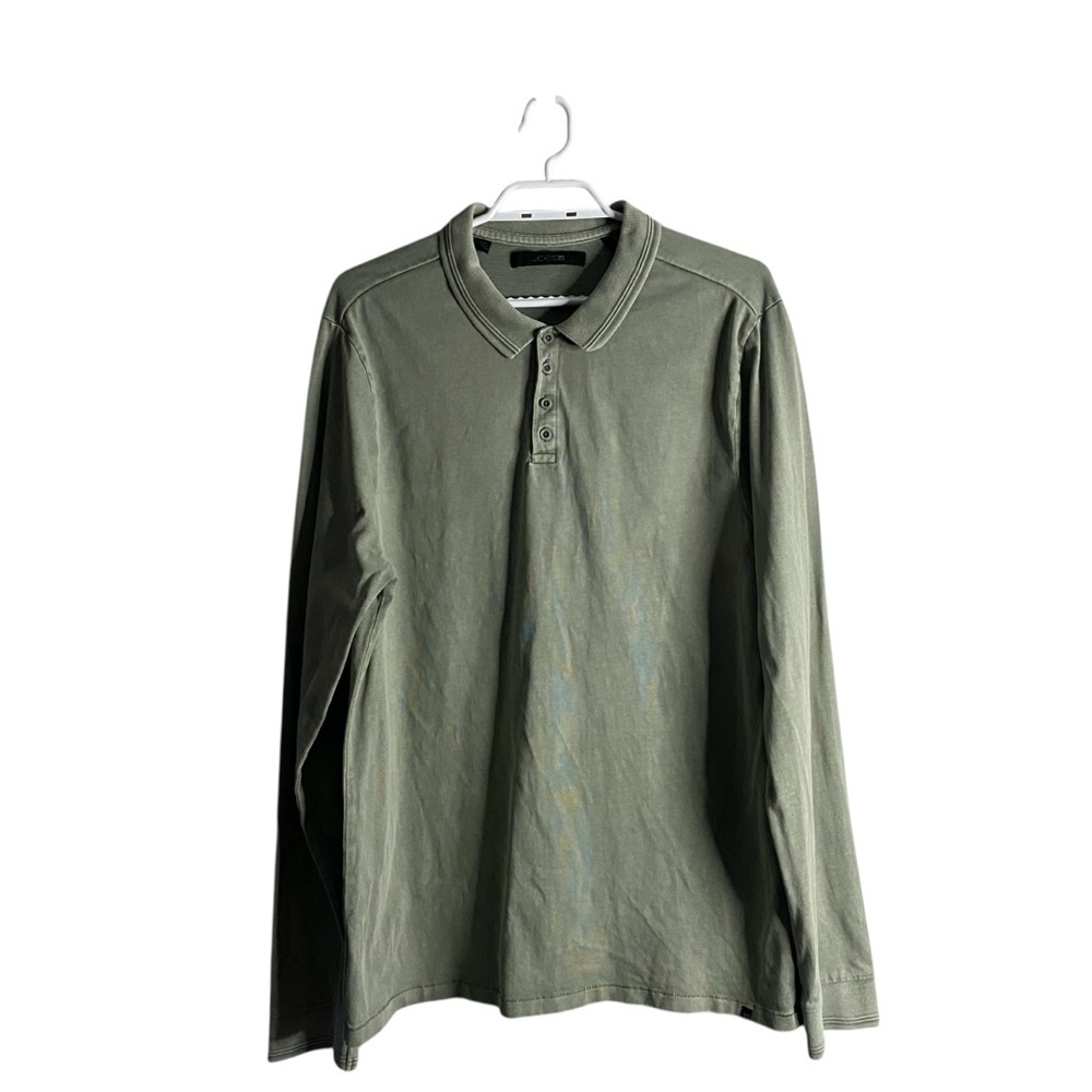 Joe's Men's Green Long Sleeve 100% Cotton Polo Shirt